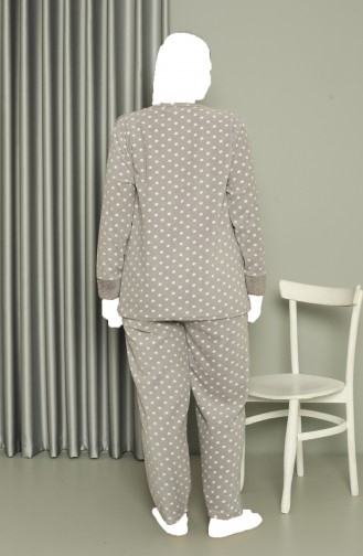 Akbeniz Welsoft Polar Women`s Large Size Gray Pajama Set 808048 4055