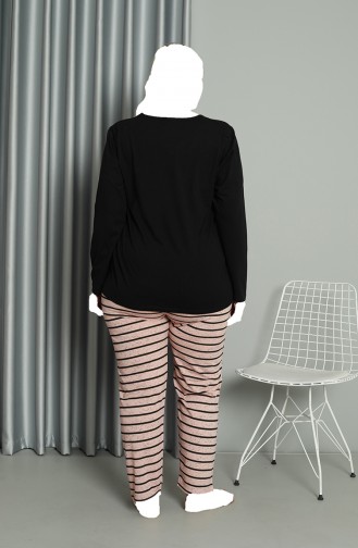 Akbeniz Women`s Plus Size Combed Cotton Long Sleeve Pajama Set 202210 4154