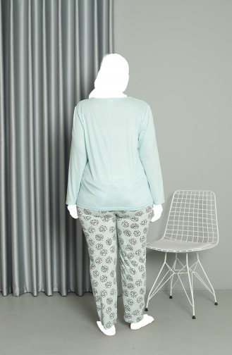 Akbeniz Women`s Plus Size Combed Cotton Long Sleeve Pajama Set 202211 4155