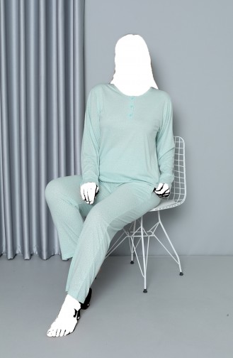 Akbeniz Women`s Plus Size Combed Cotton Long Sleeve Pajama Set 202212 4156