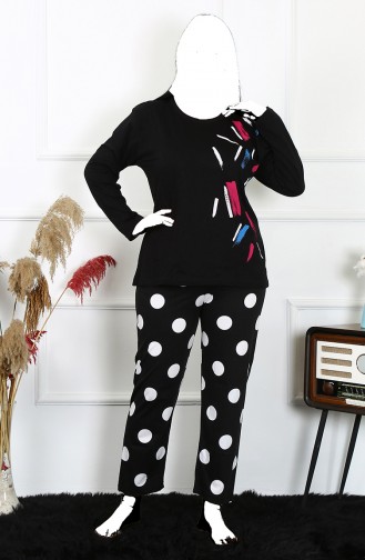 Akbeniz Damen-Pyjama-Set 202215 Aus Gekämmter Baumwolle In Übergröße Mit Langen Ärmeln 4250