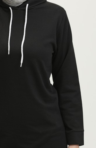 Kapüşonlu Sweatshirt 23081-01 Siyah