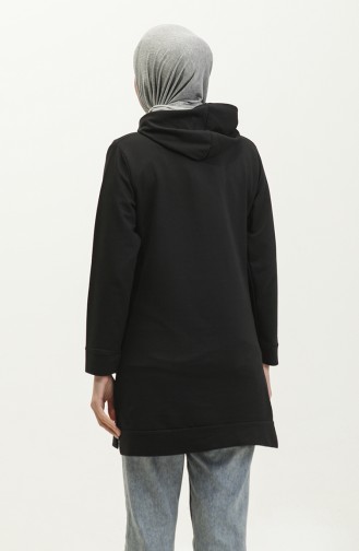 Kapüşonlu Sweatshirt 23081-01 Siyah