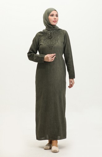 Lace Long Sleeve Dress Şile Fabric 9988-01 Khaki 9988-01