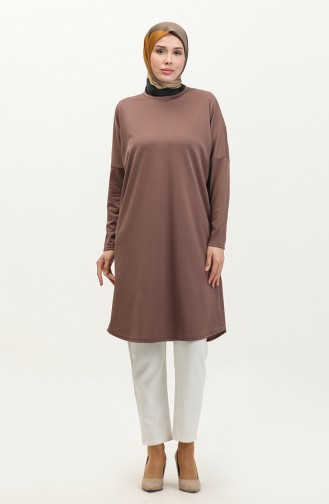 Bat Sleeve Plain Tunic 8682-01 Brown 8682-01