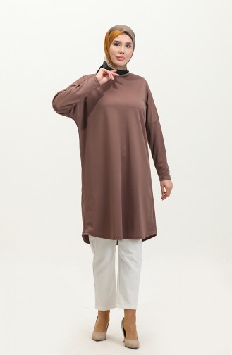 Bat Sleeve Plain Tunic 8682-01 Brown 8682-01