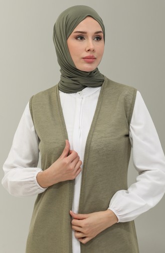 Sade Uzun Yelek 8680-01 Haki