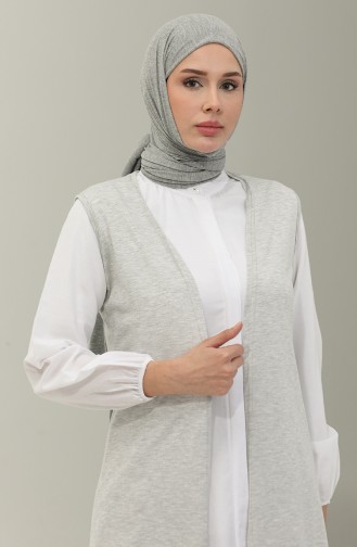 Plain Long Vest 8681-01 Gray 8681-01