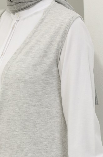 Plain Long Vest 8681-01 Gray 8681-01