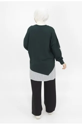 Puane Gömlek Garnili 2 İp Kumaş Sweatshirt 10392-01 Haki