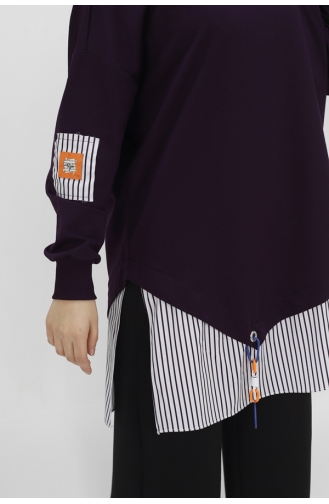 Pointe Shirt Garnished 2 Thread Fabric Sweatshirt 10392-02 Purple 10392-02