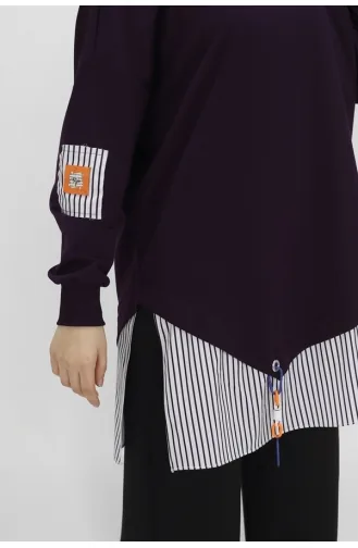 Sweat-Shirt Tissu 2 Fils Garnie à Pointe 10392-02 Pourpre 10392-02