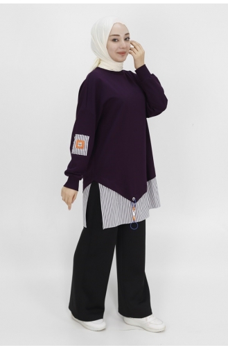 Sweat-Shirt Tissu 2 Fils Garnie à Pointe 10392-02 Pourpre 10392-02