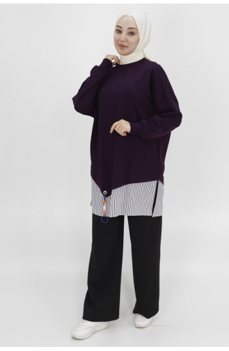 Sweat-Shirt Tissu 2 Fils Garnie à Pointe 10392-02 Pourpre 10392-02
