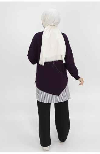 Sweat-Shirt Tissu 2 Fils Garnie à Pointe 10392-02 Pourpre 10392-02