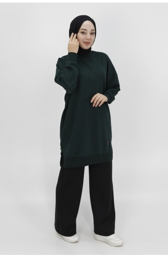 Puane İki İp Kumaş Basic Tunik Sweatshirt 30644-02 Haki