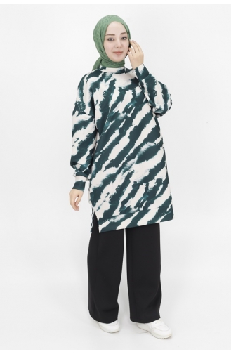 Noktae Scuba Fabric Zebra Patterned Sweatshirt 10364-01 Khaki 10364-01