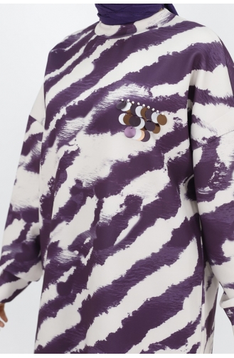 Noktae Sweat à Motifs Zèbre En Tissu Scuba 10364-02 Pourpre 10364-02