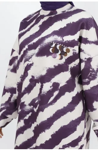 Noktae Sweat à Motifs Zèbre En Tissu Scuba 10364-02 Pourpre 10364-02