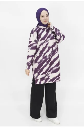 Noktae Sweat à Motifs Zèbre En Tissu Scuba 10364-02 Pourpre 10364-02