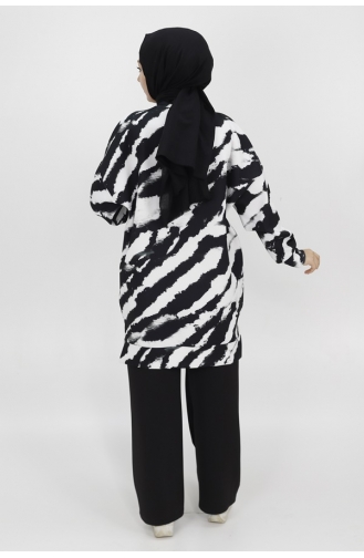 Noktae Sweat à Motifs Zèbre En Tissu Scuba 10364-03 Noir 10364-03