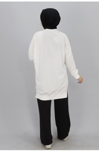 Sweat Tissu 2 Fils Détail Pierre Pointue 10348-01 Ecru 10348-01