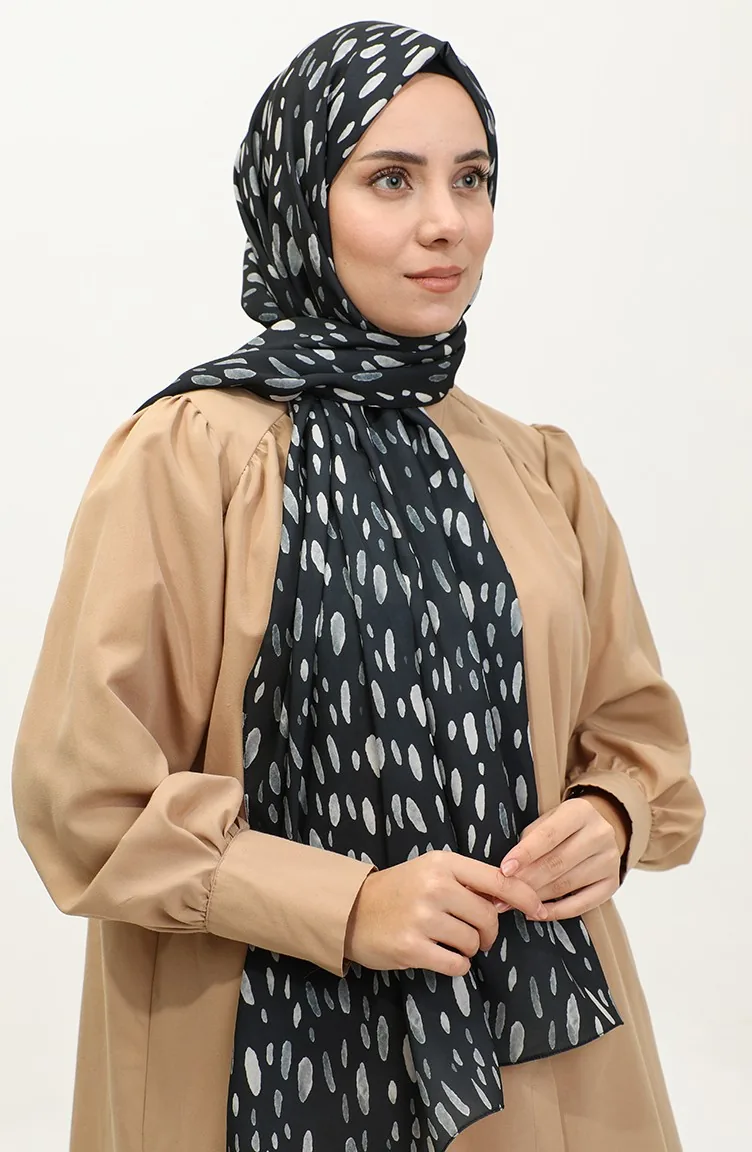 Châle Mousseline à Motifs Argite033-01 Noir 033-01