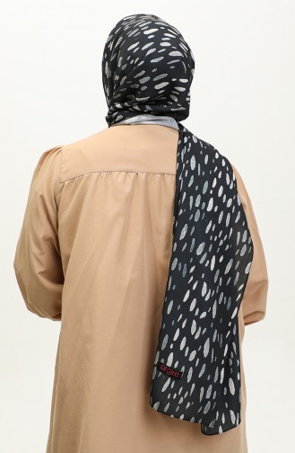 Patterned Chiffon Shawl Argite033-01 Black 033-01