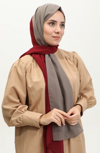 Two Color Chiffon Shawl Argite040-01 Claret Red 040-01