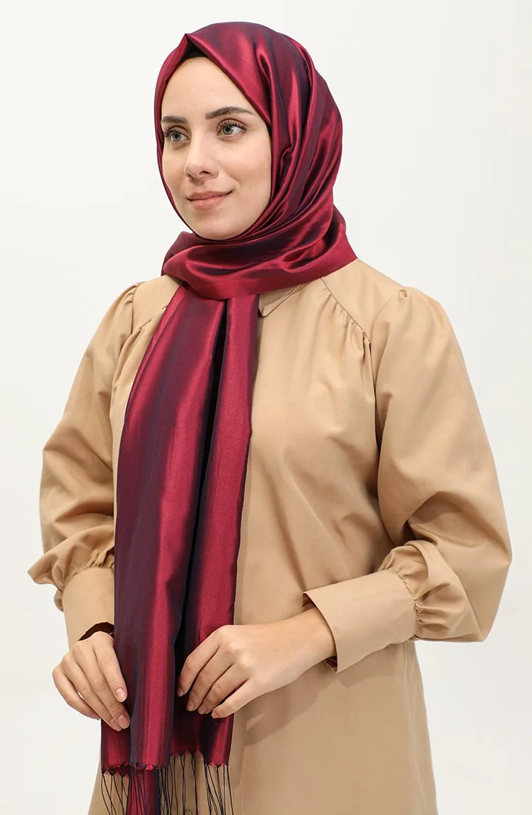 Püsküllü Tafta Şal 1267-05 Mürdüm