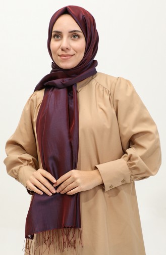 Tasseled Taffeta Shawl 1267-24 Dark Plum 1267-24