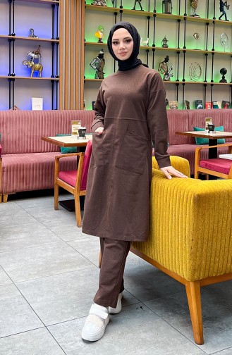 Tweedraads Trainingspak Met Zakken 03067-04 Bruin 03067-04