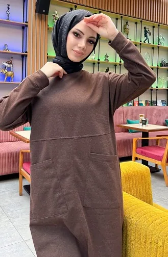 طقم رياضي ثنائي خيطان بجيب 03067-04 بني 03067-04