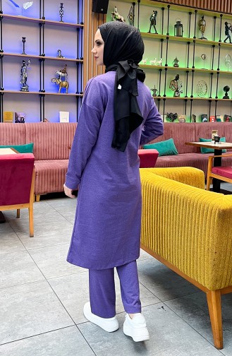 Tweedraads Trainingspak Met Zakken 03067-08 Donkerlila 03067-08