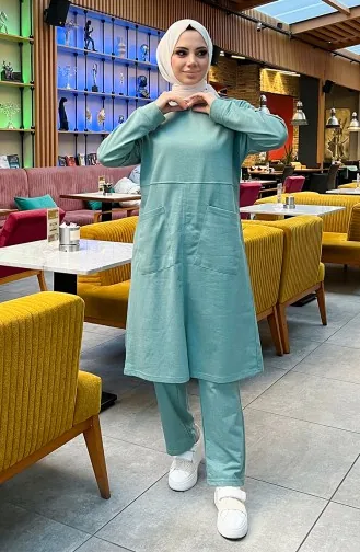طقم رياضي ثنائي خيطان بجيب 03067-10 أخضر مينت 03067-10