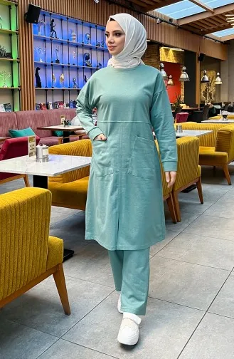 طقم رياضي ثنائي خيطان بجيب 03067-10 أخضر مينت 03067-10