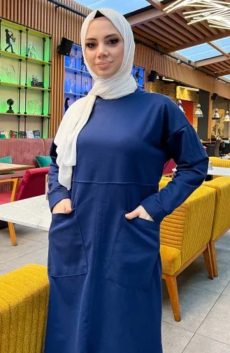 طقم رياضي ثنائي خيطان بجيب 03067-13 كحلي فاتح 03067-13