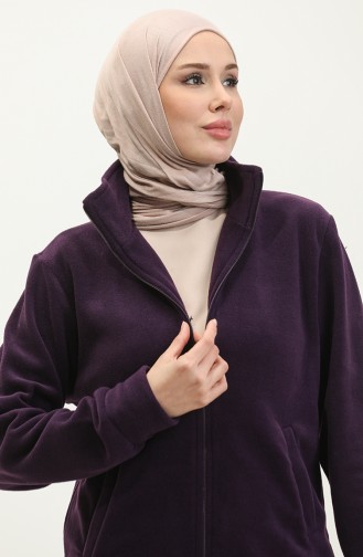 كارديجان صوف بتصميم سحاب 0006-07 لون بنفسجي 0006-07