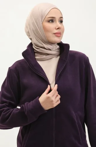 كارديجان صوف بتصميم سحاب 0006-07 لون بنفسجي 0006-07