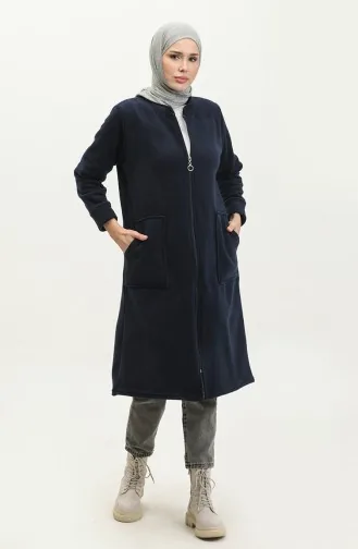 Fleece-Strickjacke mit Reißverschlusstasche 00024-03 Marineblau 00024-03