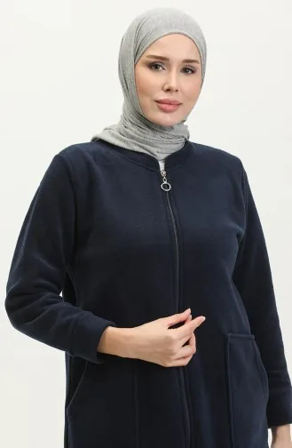 Fleece-Strickjacke mit Reißverschlusstasche 00024-03 Marineblau 00024-03