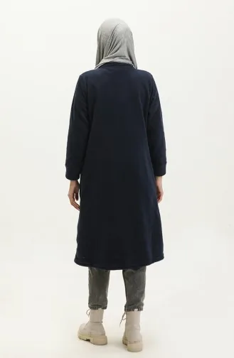 Fleece-Strickjacke mit Reißverschlusstasche 00024-03 Marineblau 00024-03