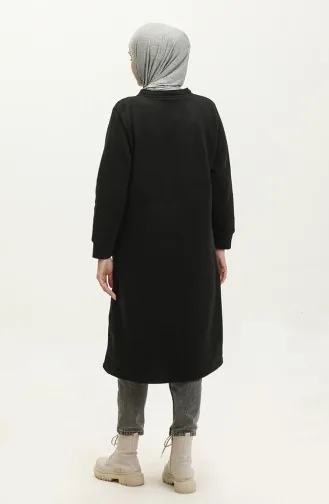 Fleece-Strickjacke mit Reißverschlusstasche 00024-04 Schwarz 00024-04