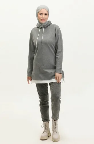Kapüşonlu Sweatshirt 23066-01 Antrasit