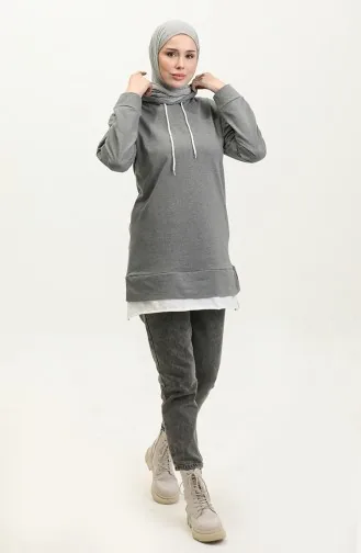 Kapüşonlu Sweatshirt 23066-01 Antrasit