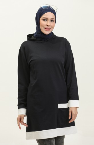 Kapüşonlu Sweatshirt 23069-01 Lacivert