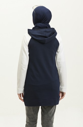 Hooded Sweatshirt 23072-01 Navy Blue Ecru 23072-01