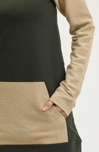 Kapüşonlu Sweatshirt 23073-01 Haki