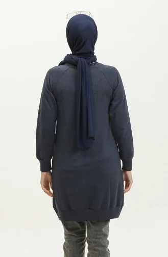 Kapüşonlu Sweatshirt 23083-01 İndigo