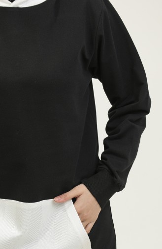 Kapüşonlu Sweatshirt 23091-01 Siyah